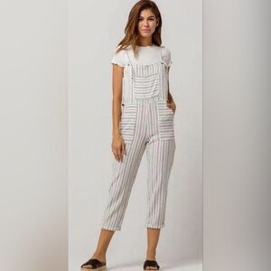 Patrons of Peace White Stripe Overall Jumpsuit Size Medium